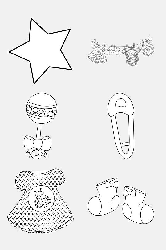 五角星简笔画线稿免抠素材