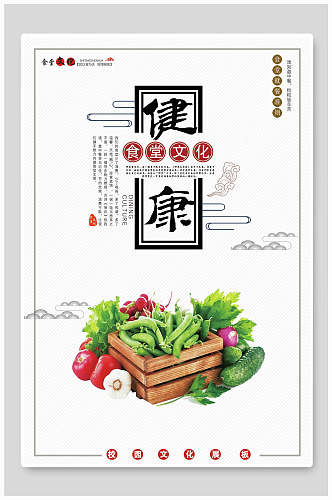 中国风健康食堂文化挂画
