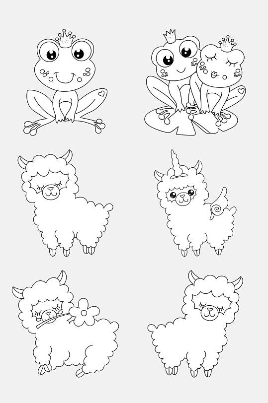 羊卡通简笔画动物免抠素材