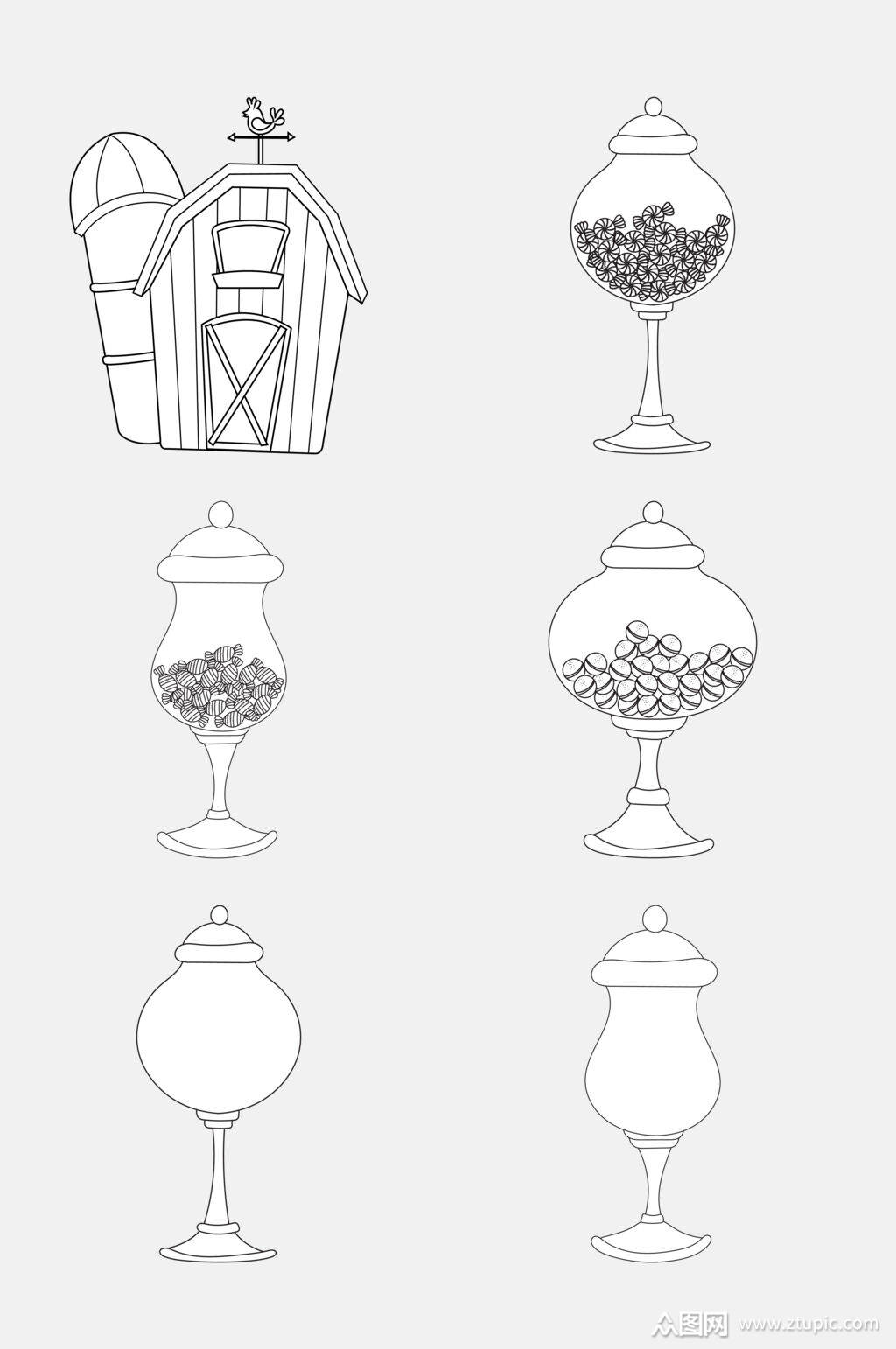 容器卡通简笔画图形免抠素材素材