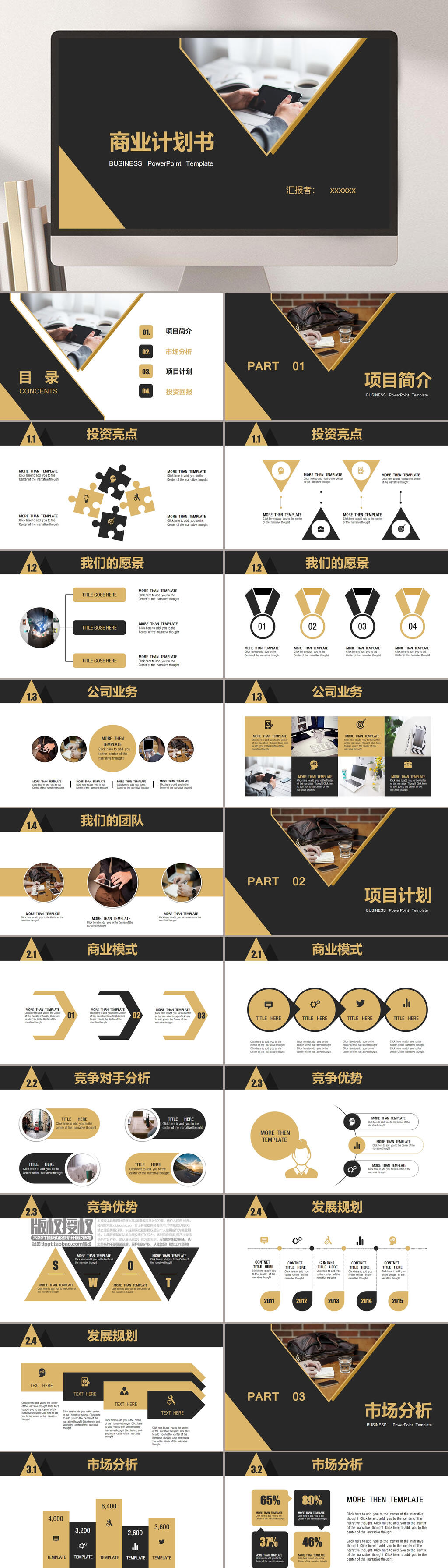 简洁商业计划工作汇报PPT素材