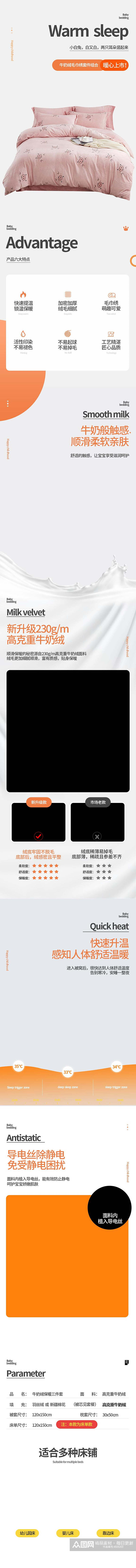 小白兔床上四件套电商详情页素材