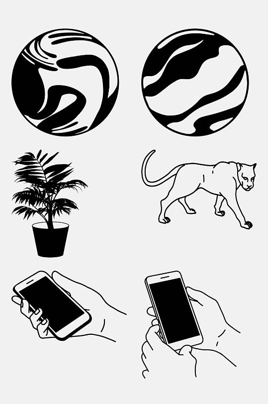 创意手机黑白艺术装饰画免抠素材