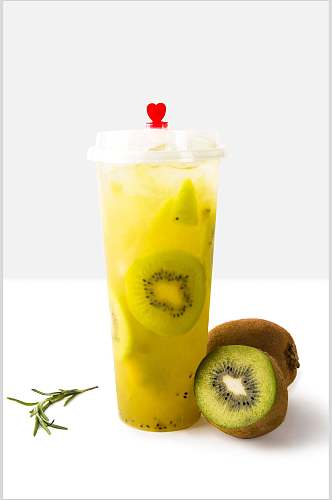 猕猴桃黄竖版文艺背景饮品图片
