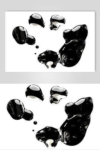 唯美反光黑色手绘水滴透明气泡素材