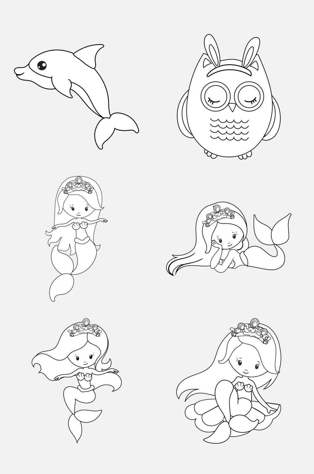 美人鱼卡通简笔画动物免抠素材素材