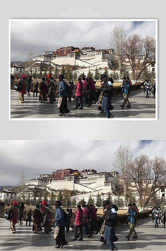 人群布达拉宫西藏风景图片