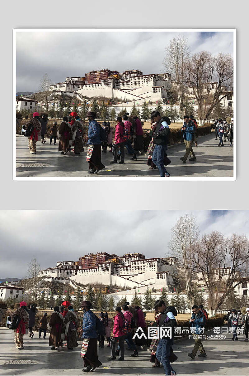 人群布达拉宫西藏风景图片素材