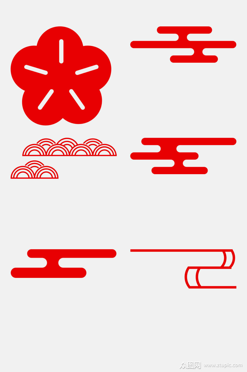 红色中式古风边框装饰元素素材