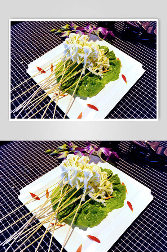 有机花菜串串烧烤图片