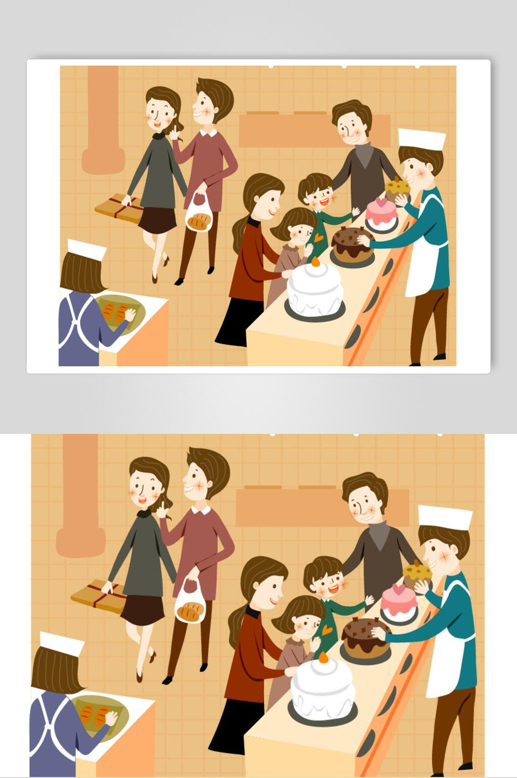 创意简约逛街场景插画素材