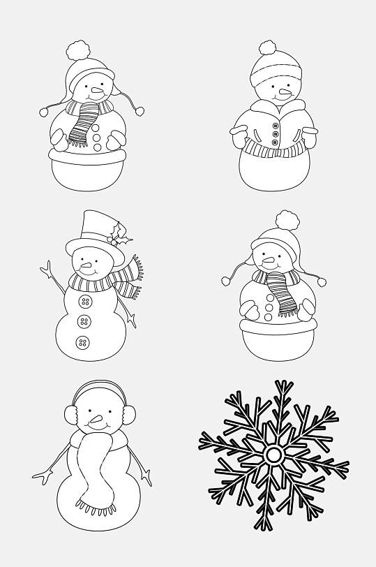 雪人手绘卡通简笔画免抠素材