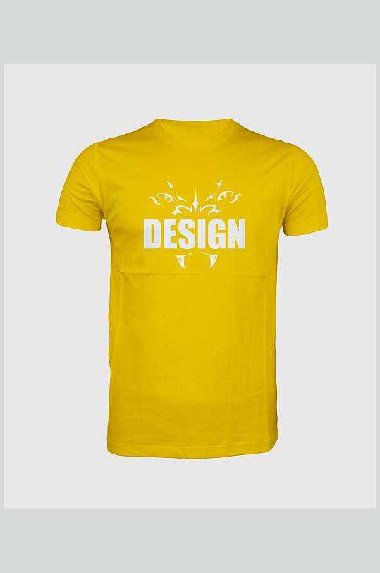 黄色英文男t恤短袖样机