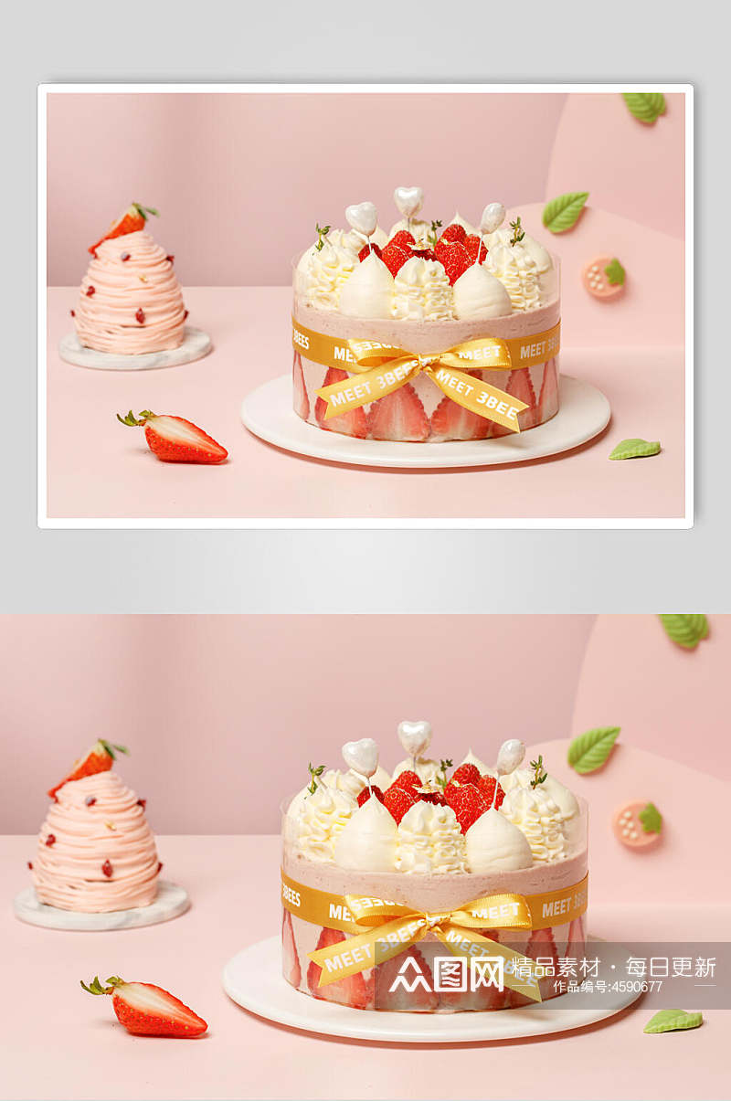 精品草莓蛋糕高清图片素材