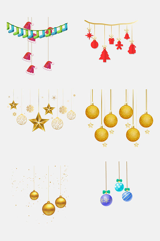 金色五角星圣诞节装饰免抠素材