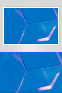 立体蓝色晶体折射图片
