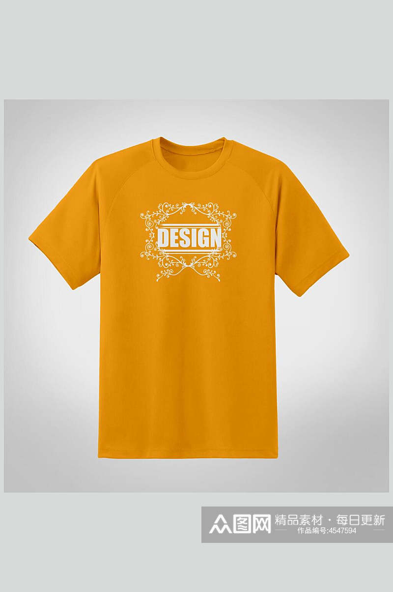 橙色T恤服装样机素材