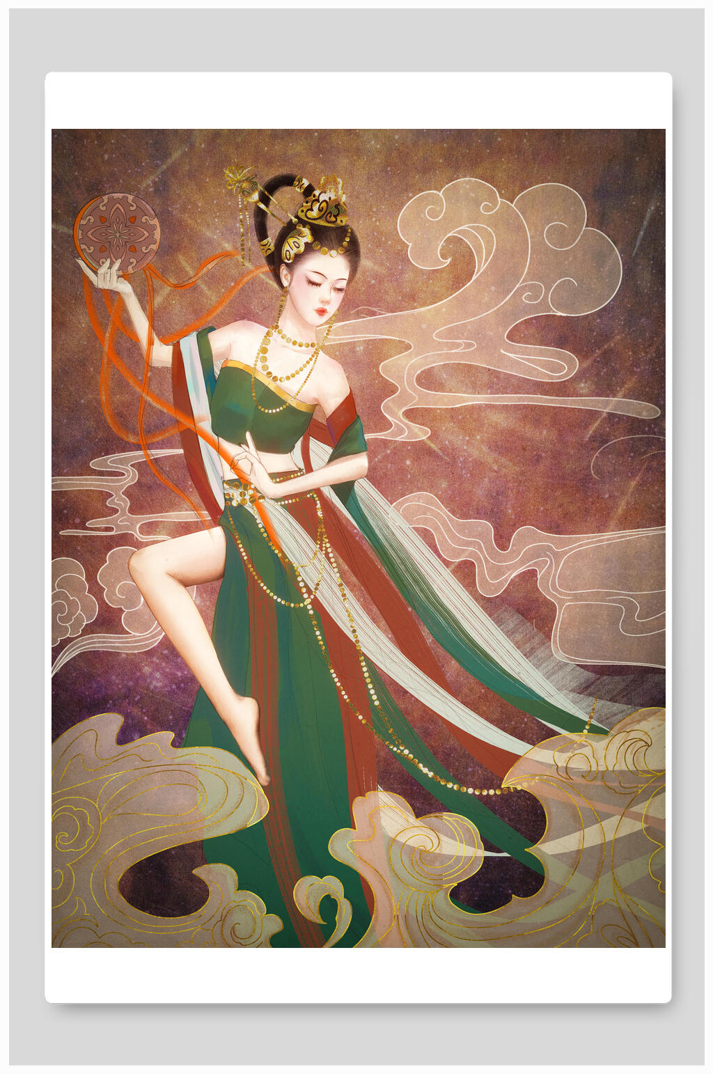 国潮风敦煌文化插画素材