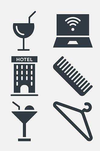 黑白梳子酒店餐厅图标免抠素材