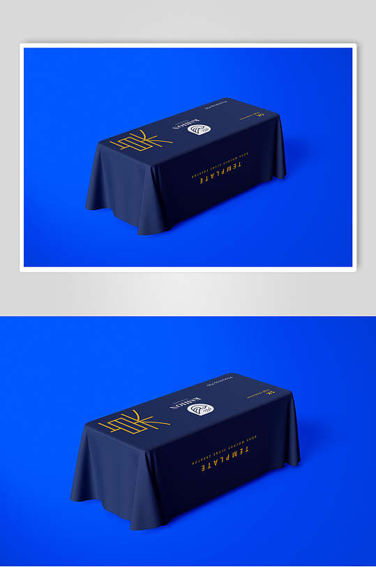 蓝色的桌布样机