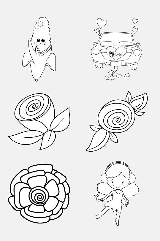 卡通创意简笔画免抠素材