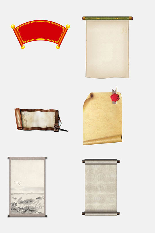 水墨风卷轴免抠素材