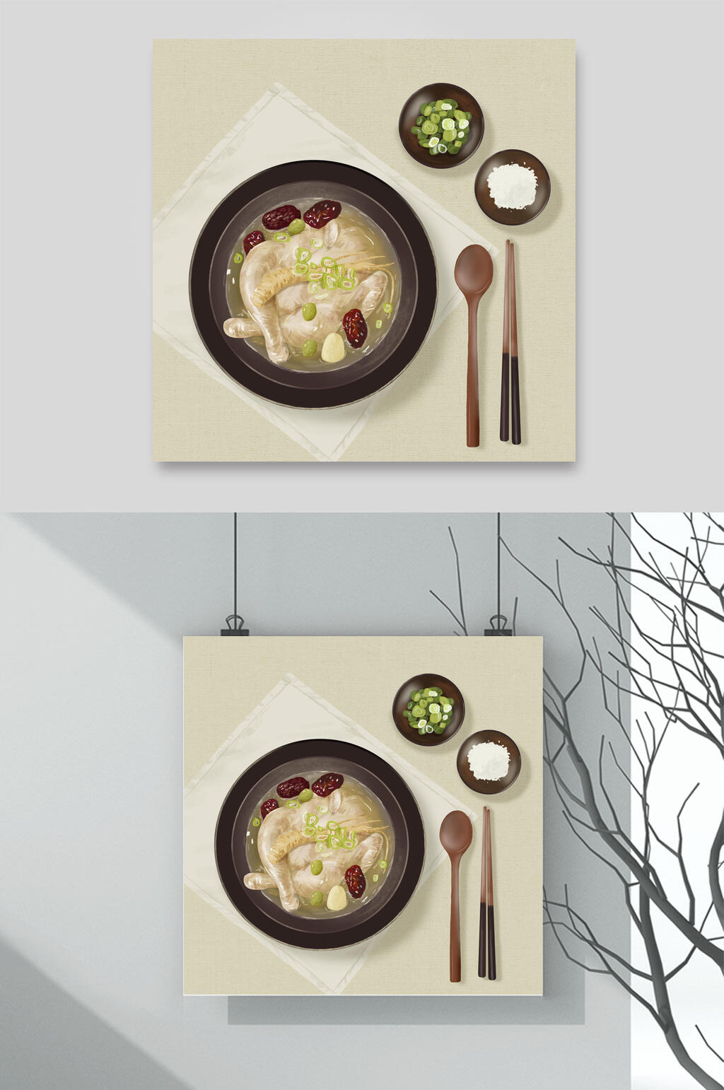 简约美食手绘素材素材
