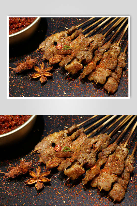 创意八角五花肉烤串图片-众图网