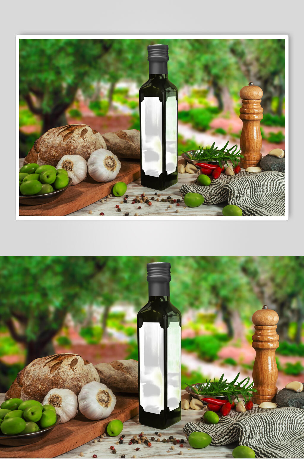 玻璃瓶橄榄油玻璃瓶包装样机素材
