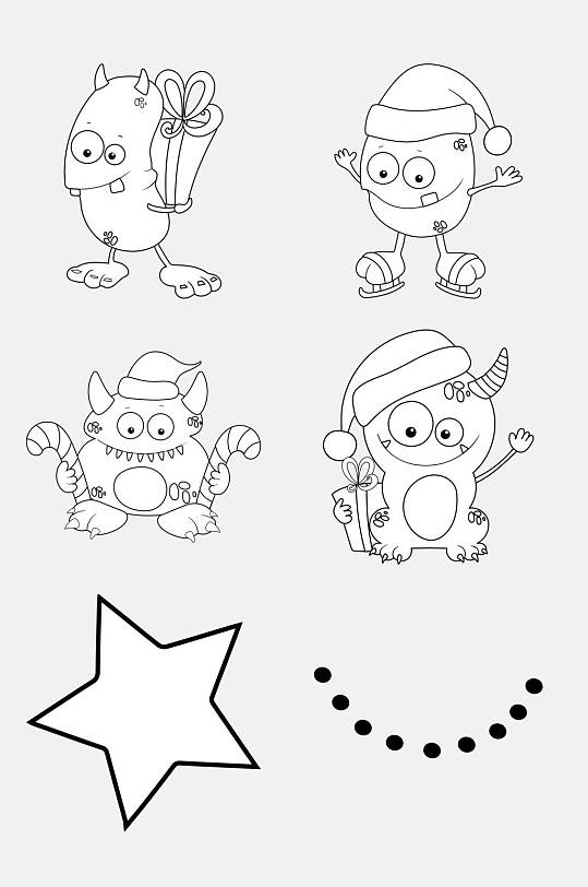 动物卡通形象简笔画免抠素材