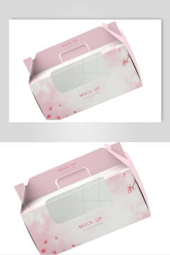 粉红色礼品盒贴图样机