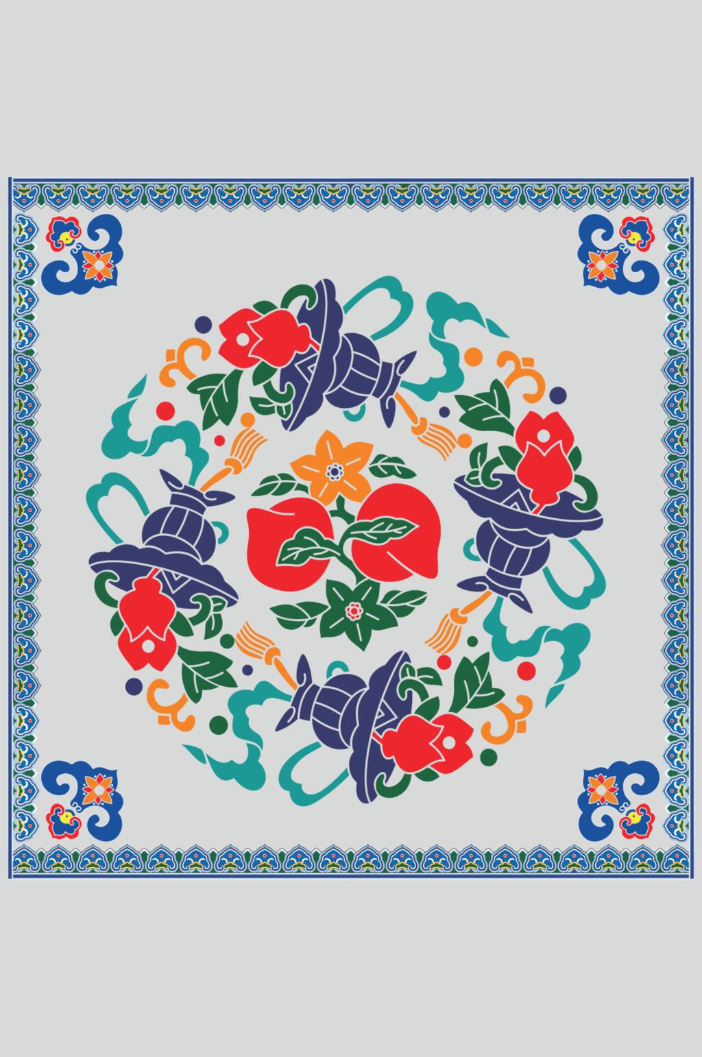 大气花朵装饰纹样图案矢量素材素材