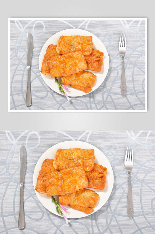 西餐油炸鸡排摄影图