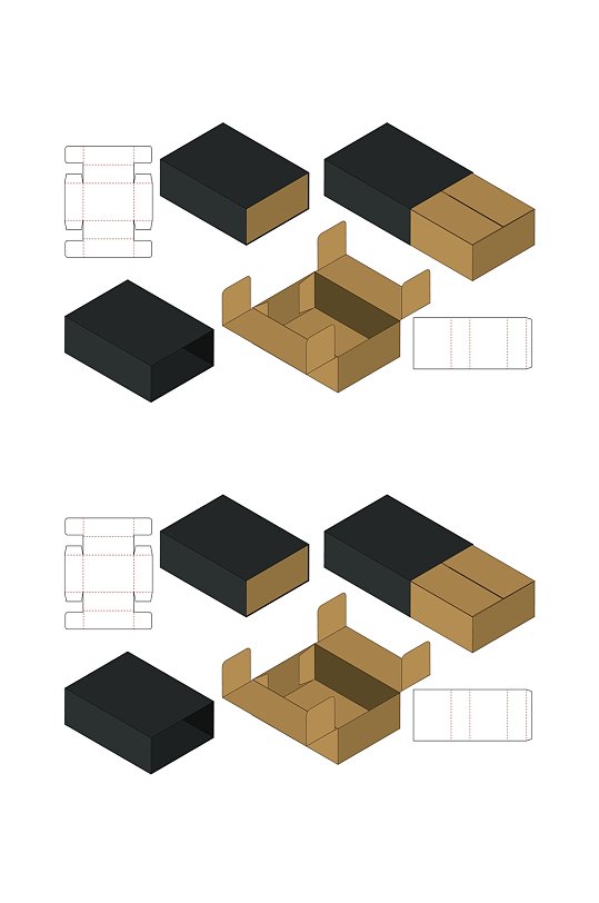 个性极简产品包装盒刀模展开图