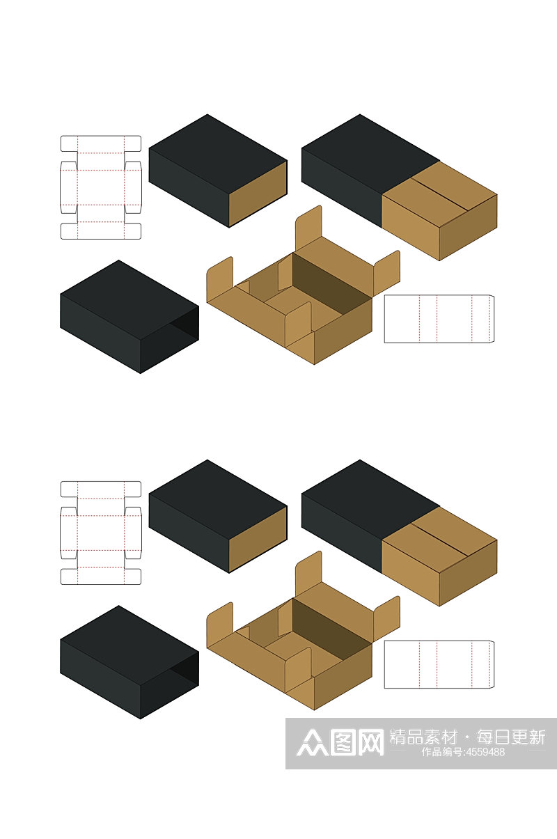 个性极简产品包装盒刀模展开图素材