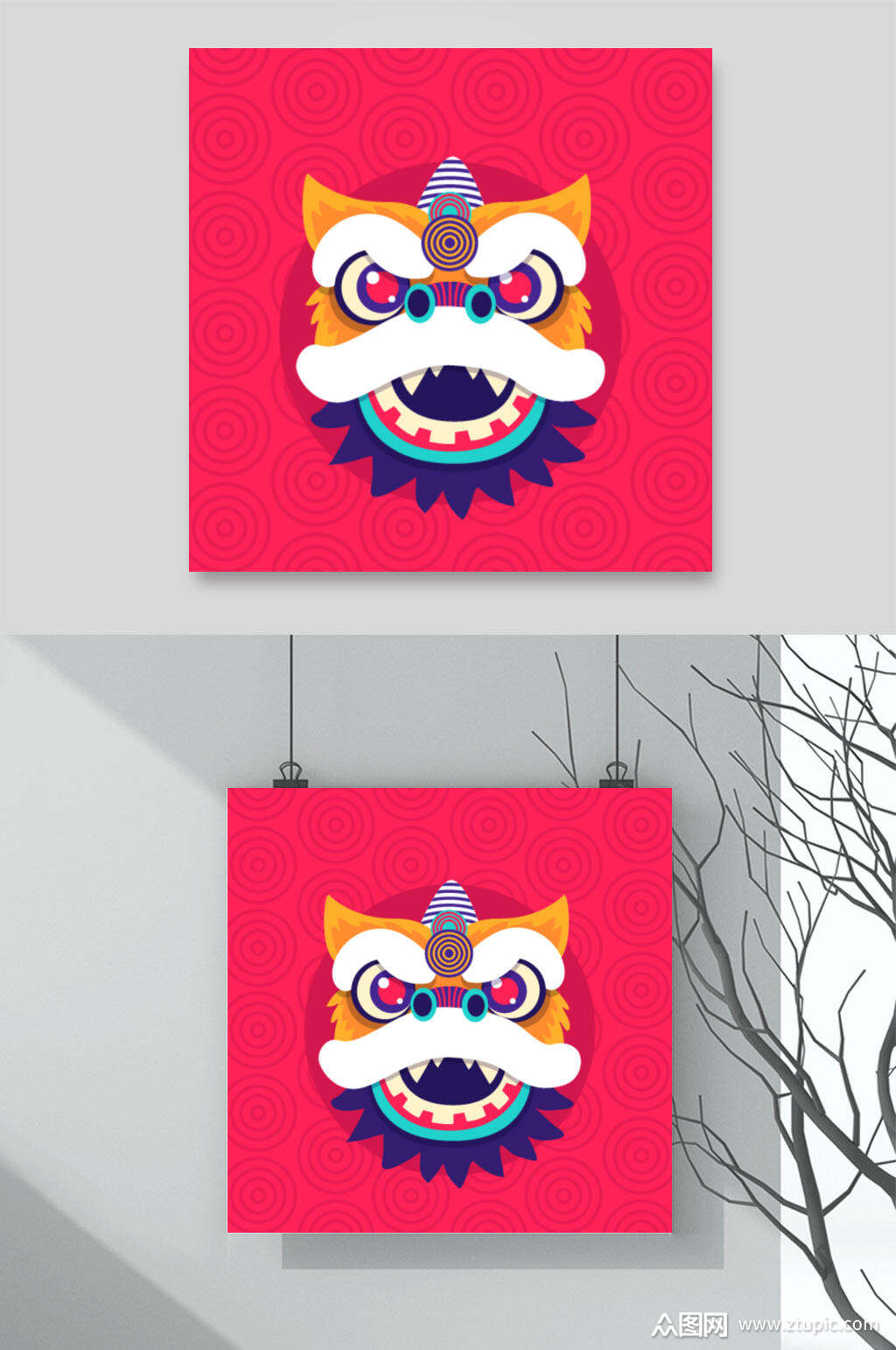 舞狮矢量素材素材免费下载,本作品是由小梁上传的原创免抠元素素材