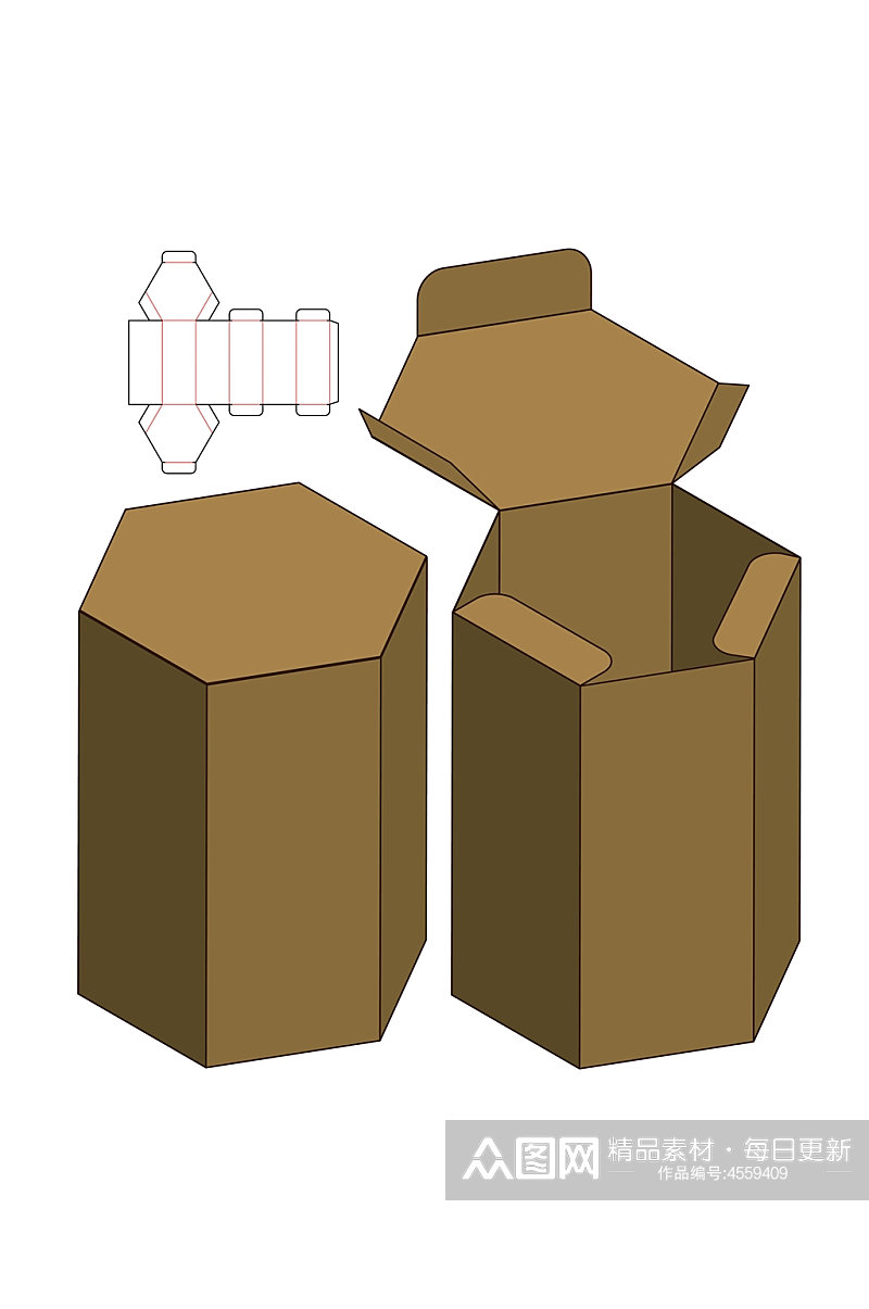 简约产品包装盒刀模展开图素材