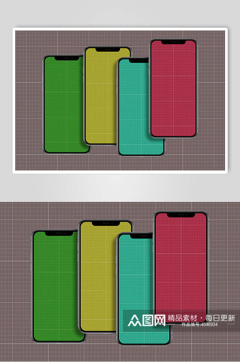彩色iPhoneX手机样机素材