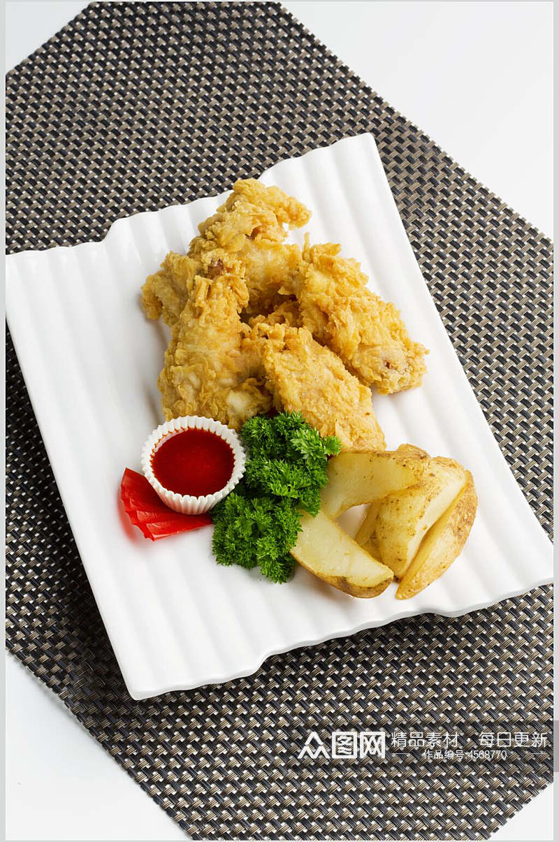 招牌美味韩式炸鸡高清图片素材