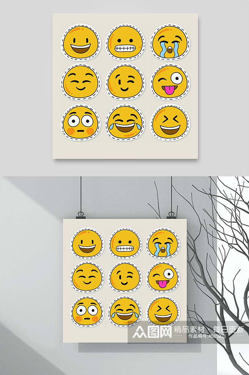 小清新哭泣表情包矢量素材素材