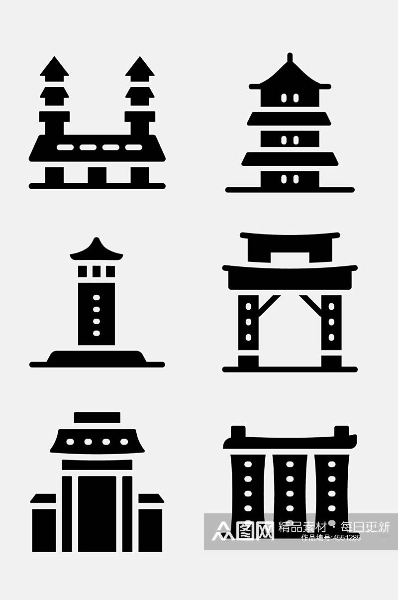 中式建筑新加坡文化图标免抠素材素材