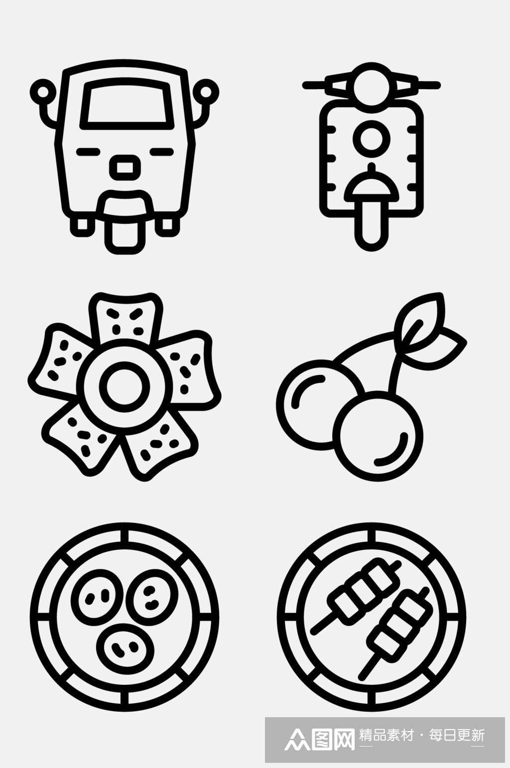 花朵线性印度尼西亚文化图标免抠素材素材