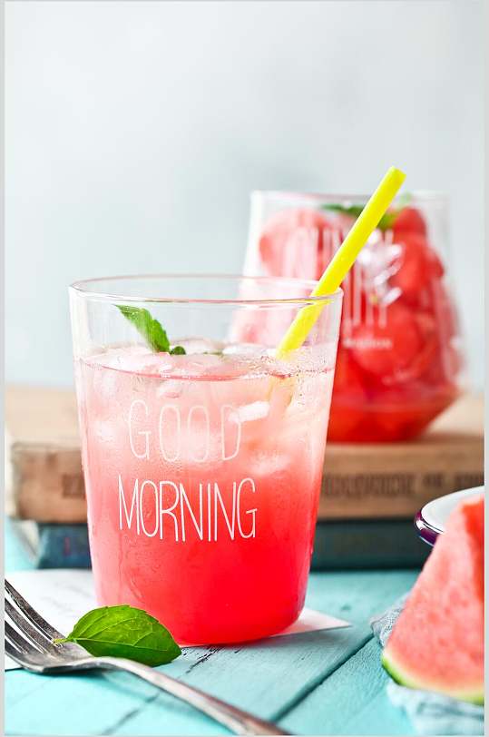 西瓜清新奶茶图片