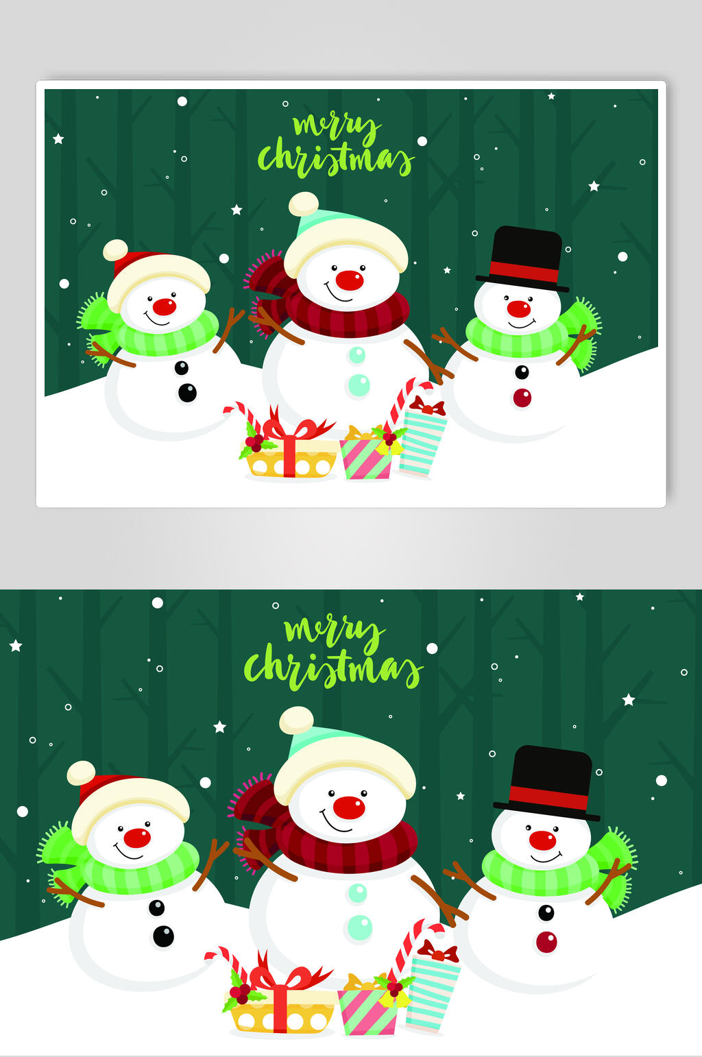 雪人可爱圣诞插画矢量素材素材