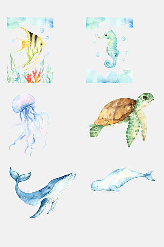 水母海洋生物手绘免抠素材