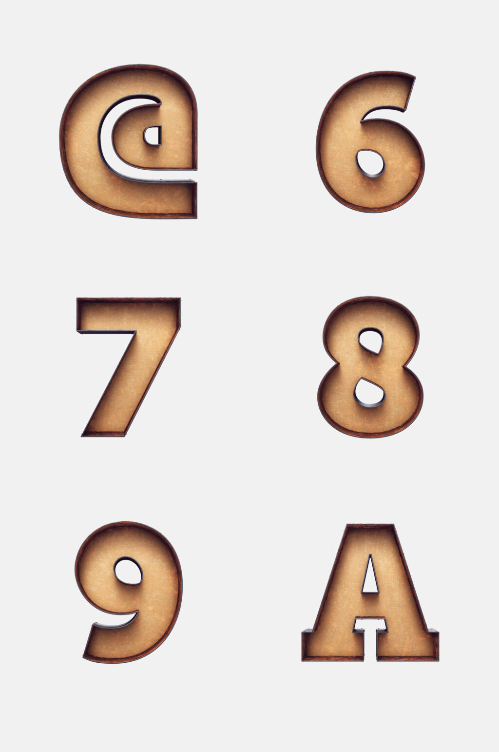 褐色字母数字免抠素材素材