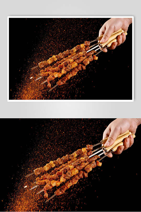 香辣牛肉烤串图片