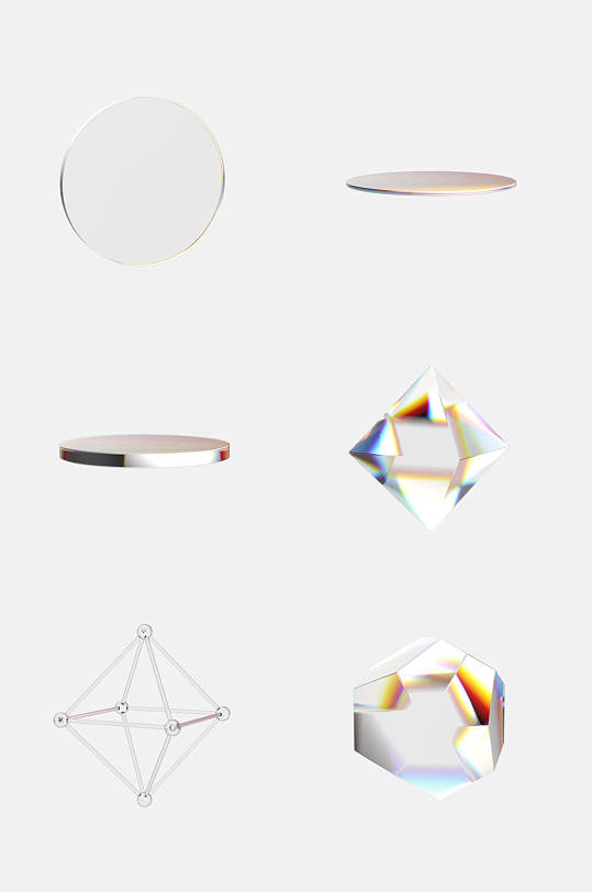 高端圆形折射玻璃棱镜免抠素材