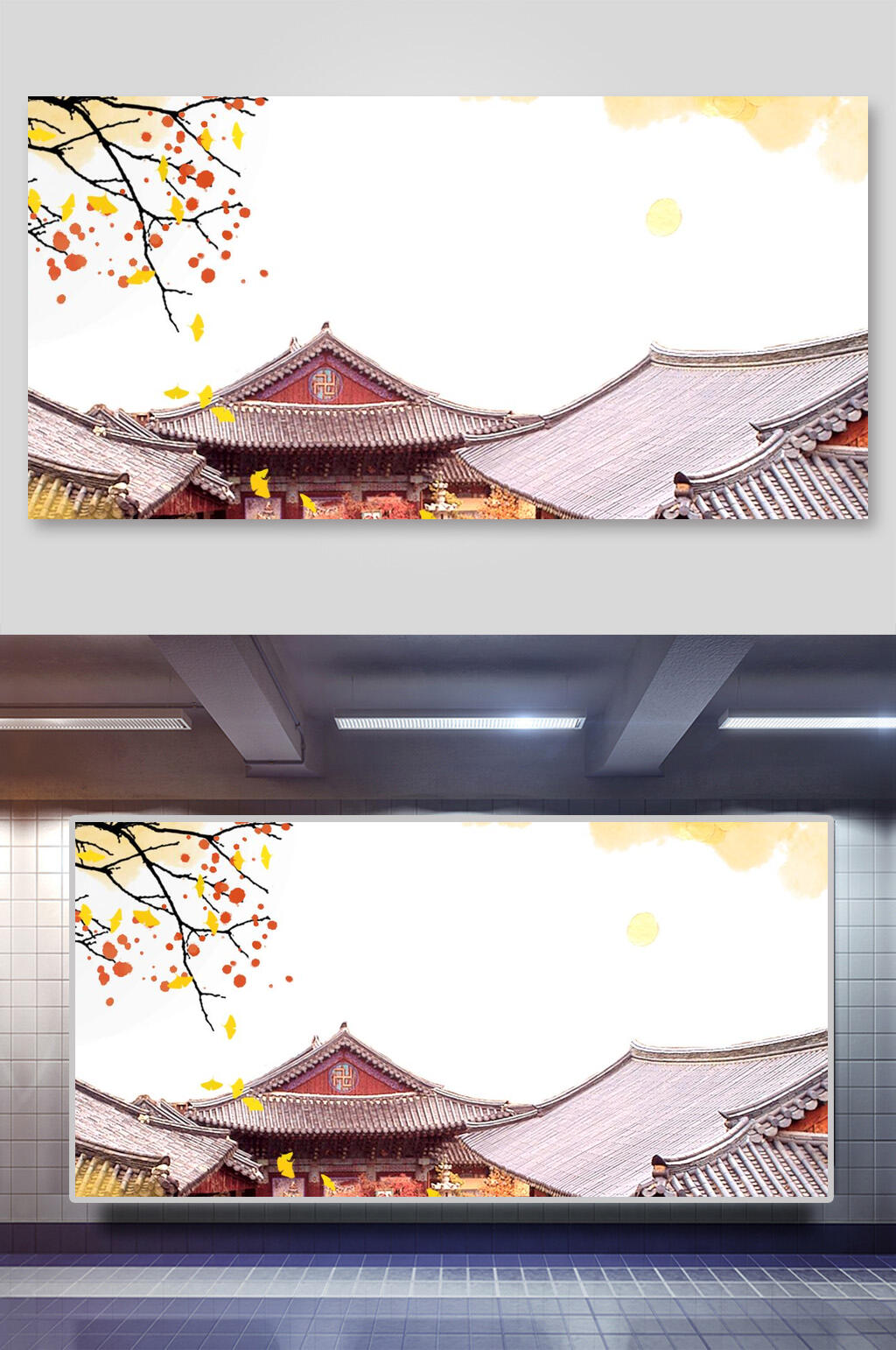 屋檐创意古风banner背景素材