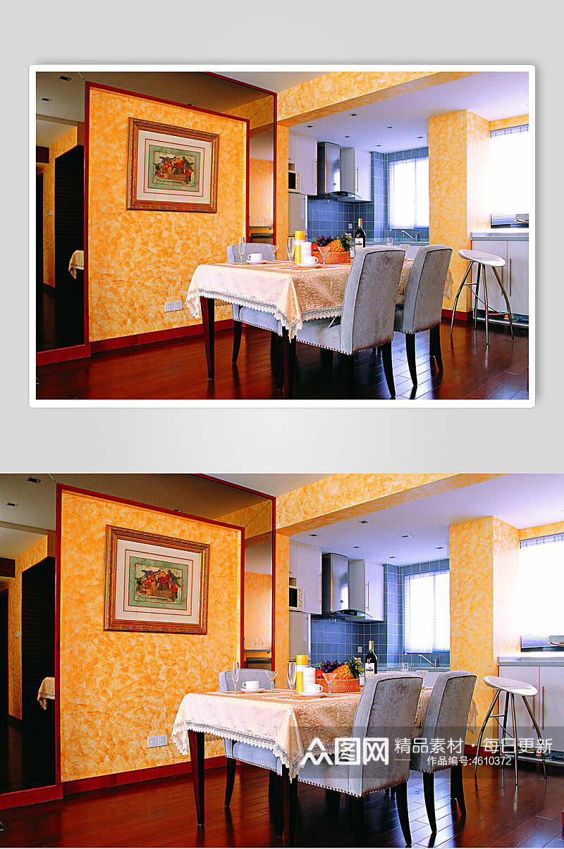 室内橙黄色装潢效果图素材